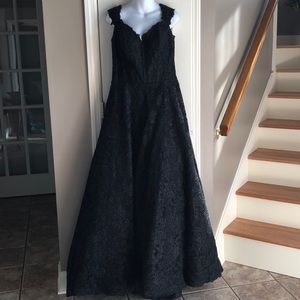 Sz18 Sherri Hill Black Off the Shoulder Prom Dress